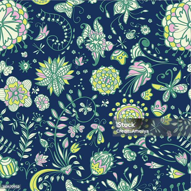 Floral Seamless Pattern Mit Doodle Blumen Stock Vektor Art und mehr Bilder von Altertümlich - Altertümlich, Ast - Pflanzenbestandteil, Bildhintergrund