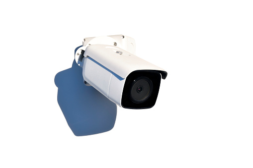 Security camera isolated on white background with clipping paths.