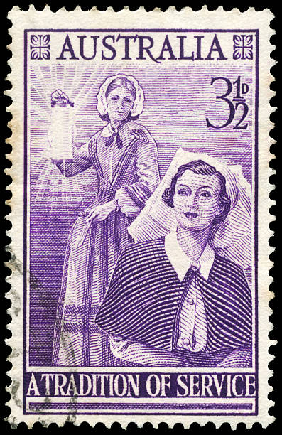 enfermeiras - australia postage stamp florence nightingale old imagens e fotografias de stock