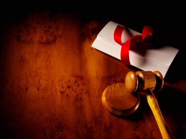 istock Tied Papers with Gavel and Ribbon 160473464