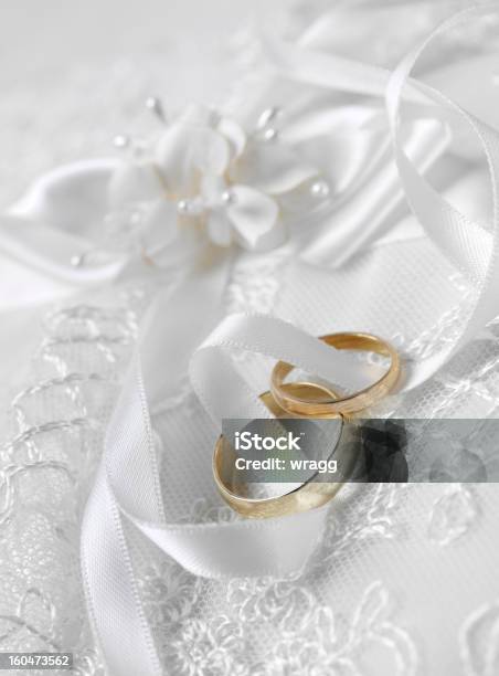 Entwined Wedding Rings Stock Photo - Download Image Now - Celebration Event, Civil Partnership, Cushion