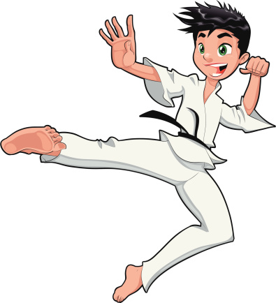 Cartoon Drawing Of A Boy Doing A Karate Kick Stock Illustration - Download  Image Now - Cartoon, Judo, Karate - iStock