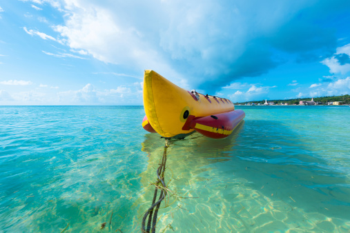 Inflatable banana boat at Caribbean Sea, San Andres Island, Colombia, South America