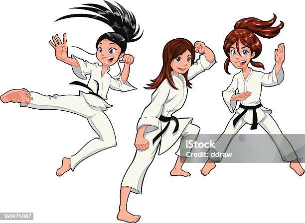 Junges Mädchen Karatespieler Stock Vektor Art und mehr Bilder von Karate - Karate, Weiblicher Teenager, Kung Fu