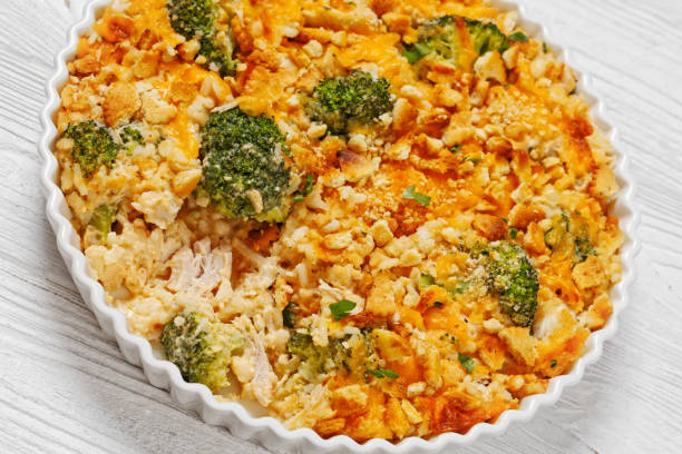 istock chicken rice broccoli casserole in baking dish 1604741514