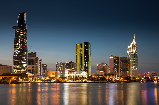 Skyline Saigon, Center with Bitexco Tower, District 1, Ho Chi Minh City, Vietnam, Asia