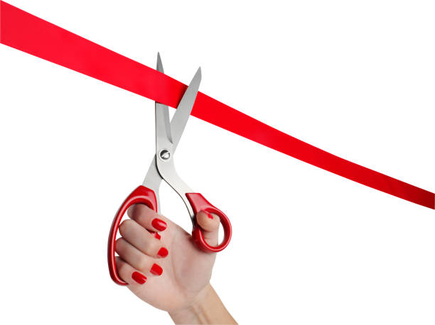 istock Scissors Cutting Red Ribbon, Opening Ceremony 160474714