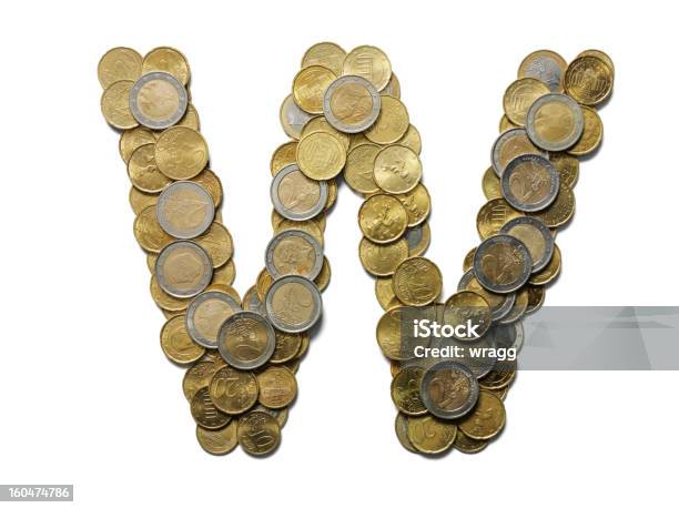 Letter W In Euros Stock Photo - Download Image Now - Alphabet, Banking, Bronze - Alloy