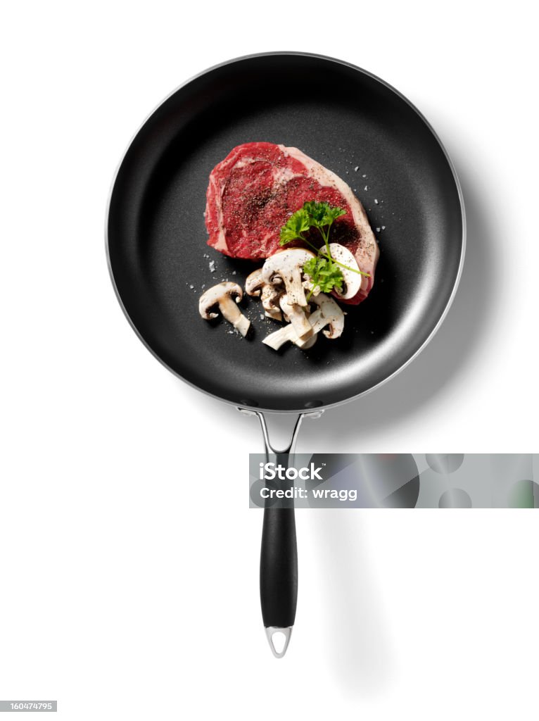 絶縁型人間のステーキ、Frying Pan - たんぱく質のロイヤリティフリーストックフォト