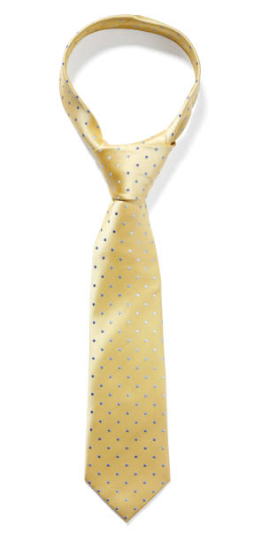 gelbe krawatte - necktie yellow windsor knot isolated stock-fotos und bilder