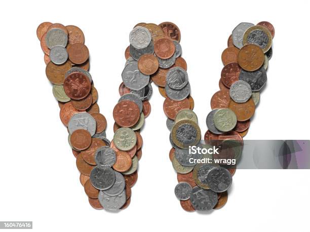 Letter W In British Currency Stock Photo - Download Image Now - Letter W, Alphabet, British Coin