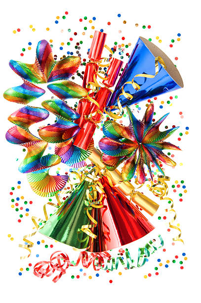 istock colorful background with garlands, streamer and confetti 160476904