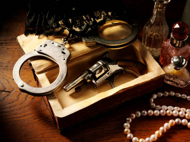 istock Handcuffs and Vintage Gun 160477058