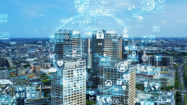 istock Smart city and communication network concept. Digital transformation. 1604792899