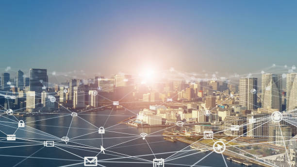 istock Smart city and communication network concept. 5G. IoT (Internet of Things). Telecommunication. 1604793889