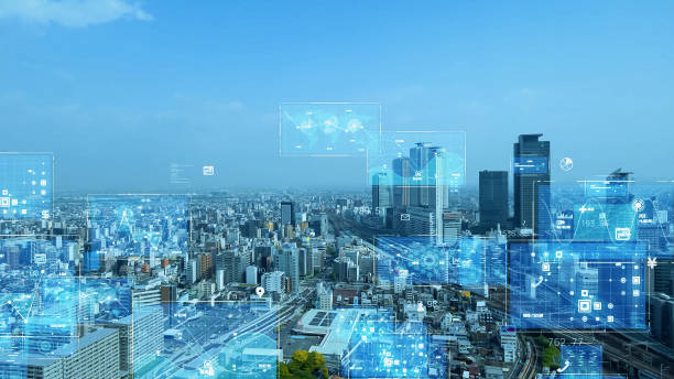 istock Smart city and communication network concept. 5G. IoT (Internet of Things). Telecommunication. 1604794499