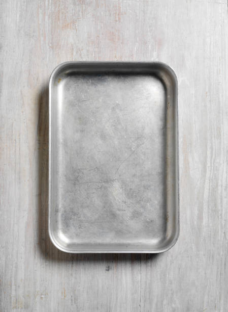 Roasting Tray Roasting tray with copy space. Overhead view baking sheet stock pictures, royalty-free photos & images