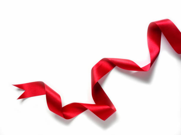 Curled Red Ribbon stock photo