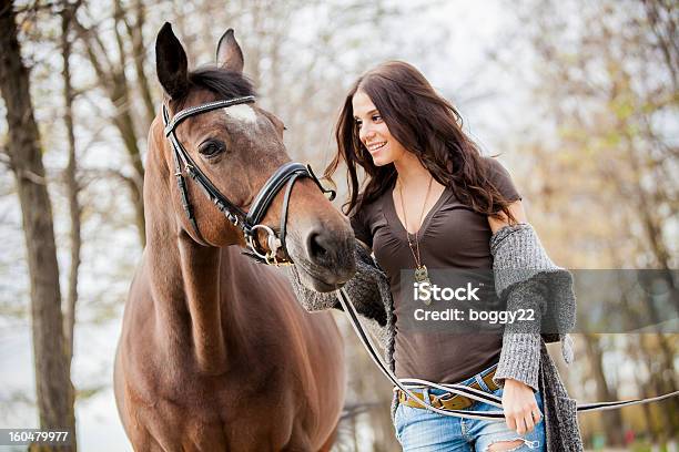 Young Woman With A Horse Stock Photo - Download Image Now - 20-29 Years, Adult, Adults Only