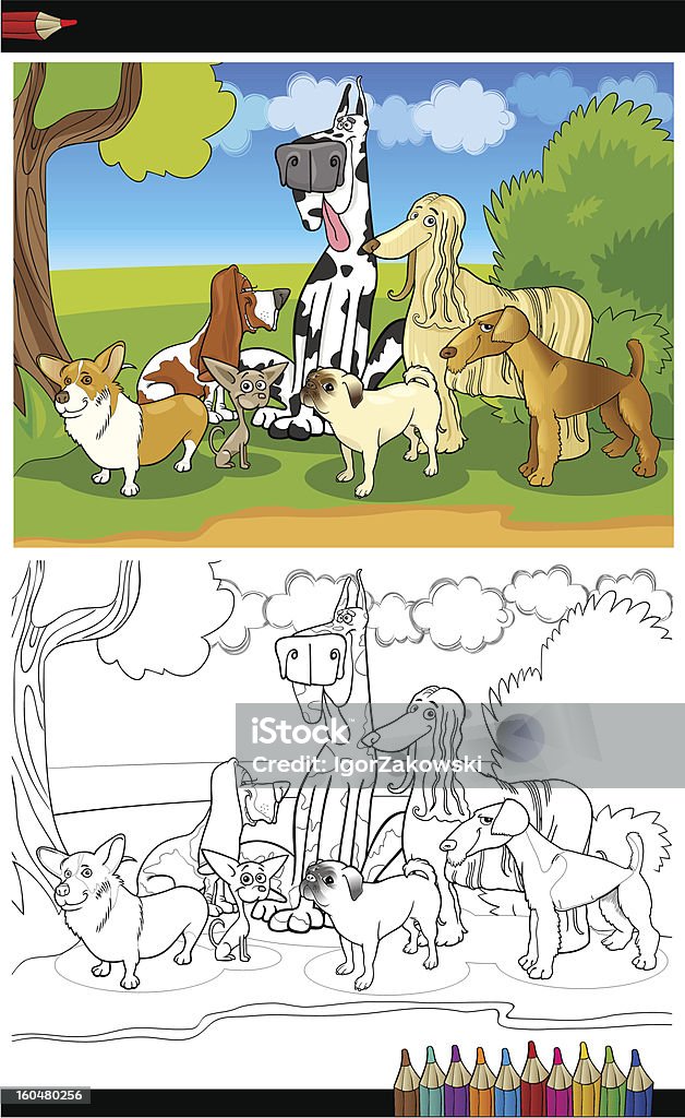 Cani di razza Fumetto per libro da colorare - arte vettoriale royalty-free di Airedale terrier