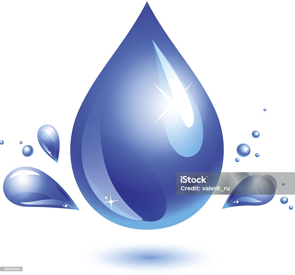 An online image of a large blue water droplet water drop on white. EPS10. JPG include isolated path. Blue stock vector