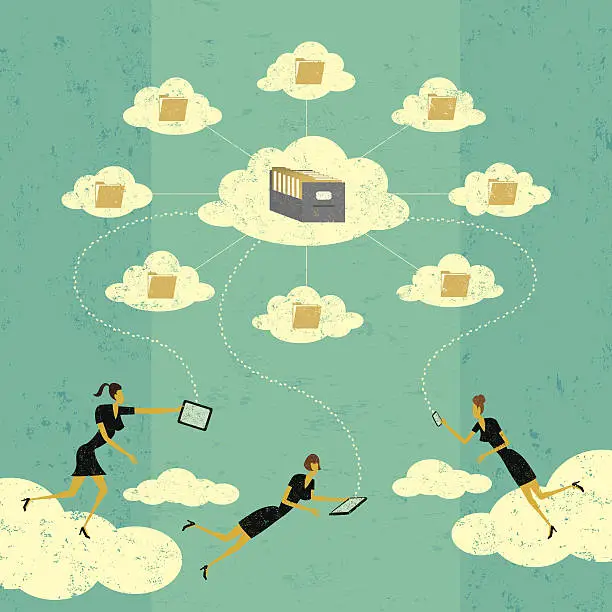 Vector illustration of Cloud Storage Technology