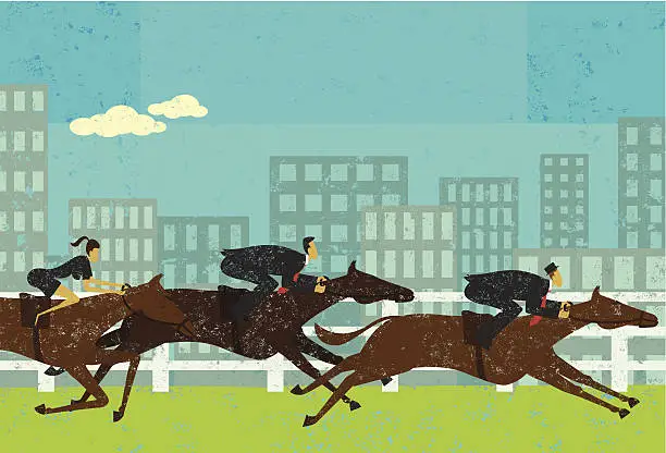 Vector illustration of Business people in a horse race