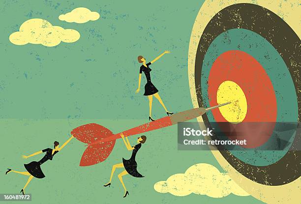 Hitting The Bulls Eye Stock Illustration - Download Image Now - Business, Retro Style, Aspirations