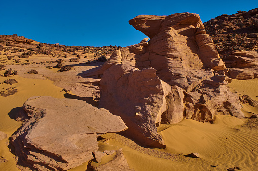 A rock formation in the desert of Algeria