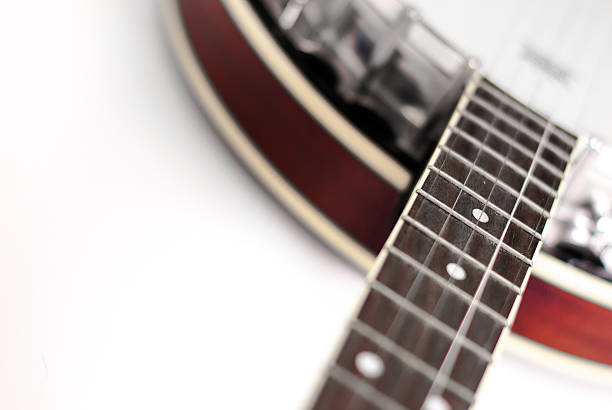 Photograph of a Banjo neck and strings stock photo