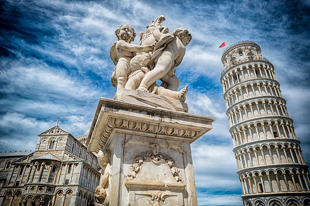 Beautiful Pisa Square of Miracles in Pisa, Tuscany, Italy. Added Vignette. pisa stock pictures, royalty-free photos & images