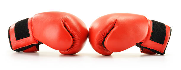istock Pair of red boxing gloves isolated on white 160484319