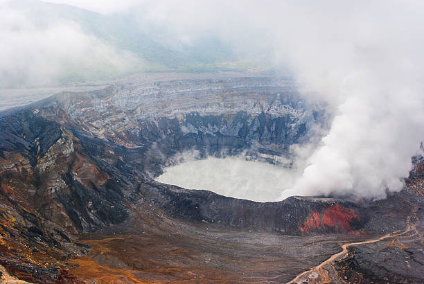 Poas Active Volcano Crater in Costa Rica stock photo
