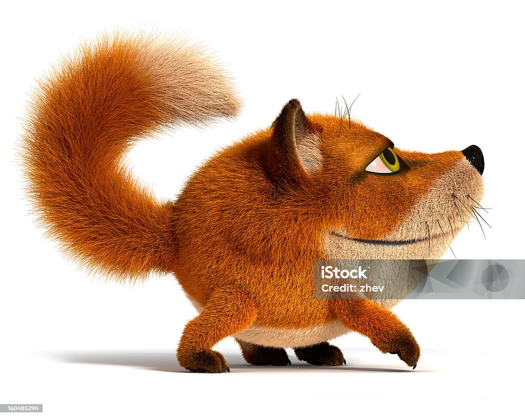 Little fox 3d image. Isolated white background. Fox Stock Photo