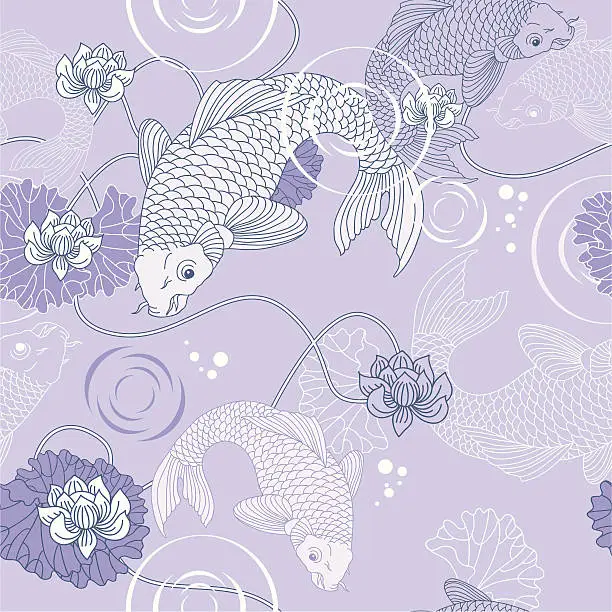 Vector illustration of Koi carps