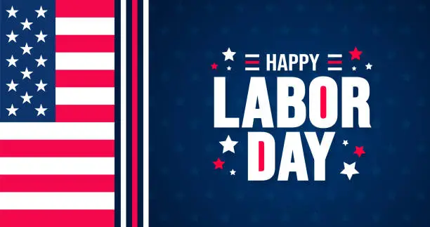 Vector illustration of usa happy labor day background, banner, placard, card, and poster design template with text inscription and standard color. vector illustration.