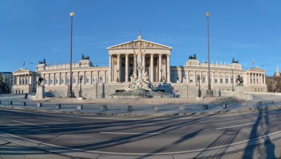 The Austrian Parliament Building (German: Parlament or Hohes Haus, formerly the Reichsratsgebauede)