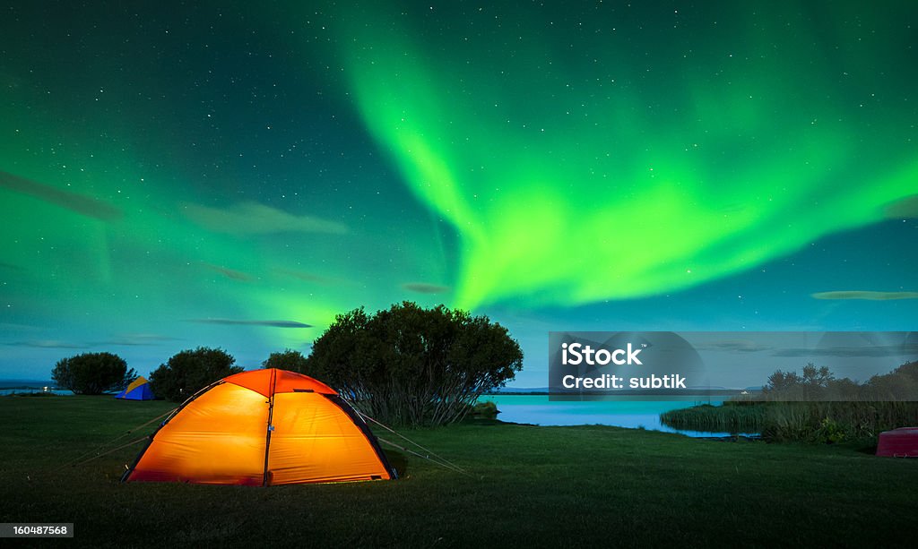 aurora Boreal na Islândia - Royalty-free Acampar Foto de stock