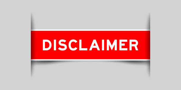 istock Red color square label sticker with word disclaimer that inserted in gray background 1604879884