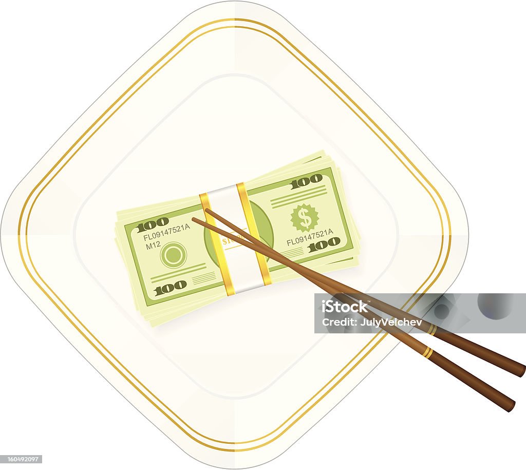 Покрытие палочки для еды и доллар pack - Векторная графика Американская валюта роялти-фри