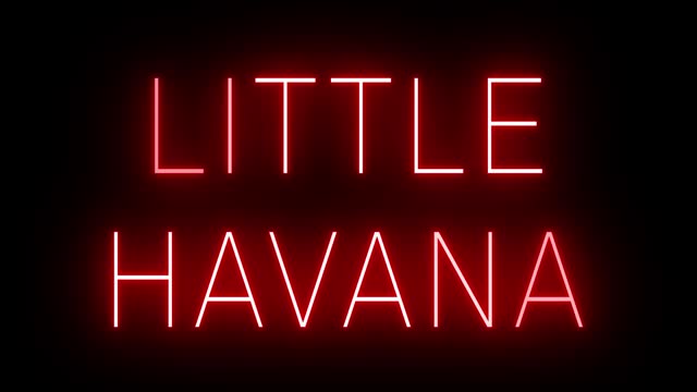 Red flickering and blinking animated neon sign for the Miami neighborhood of Little Havana