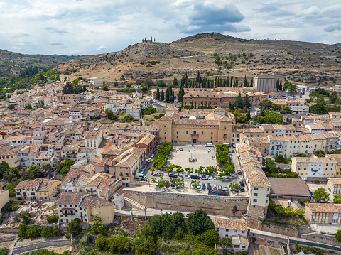 Ducal Palace, aerial view of Pastrana, Guadalajara province Spain, One of the Beautiful Towns