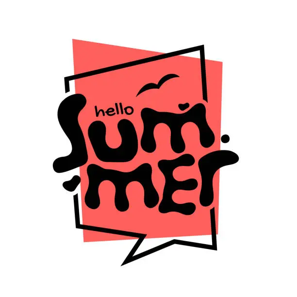 Vector illustration of Lettering composition of Summer on abstract speech bubble shape. Summer lettering. Vector Stock illustration