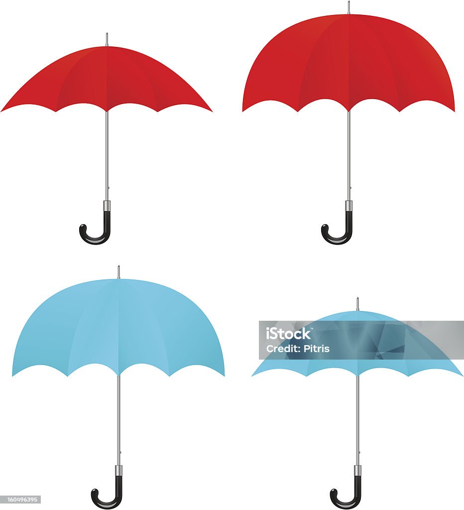 Ensemble de vecteur rouge, bleu des parasols - clipart vectoriel de Accessoire libre de droits