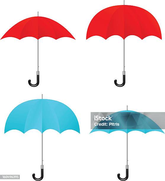 Ensemble De Vecteur Rouge Bleu Des Parasols Vecteurs libres de droits et plus d'images vectorielles de Accessoire - Accessoire, Automne, Bleu