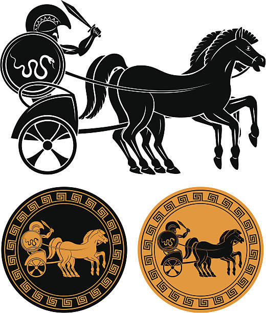 chariot, 검투사 - amphora ancient past greece stock illustrations