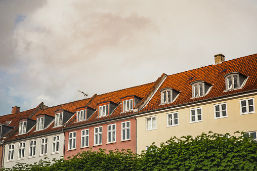 House facade in Copenhagen, Denmark. Real estate investment. Expensive housing in the center of the city.