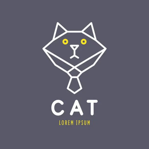 Vector illustration of Minimalistic and stylish Cat emblem. Modern graphics. Vector illustration in a simple style.