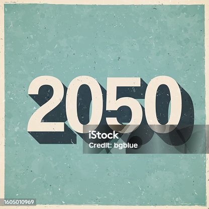 istock 2050 - Two thousand fifty. Icon in retro vintage style - Old textured paper 1605010969