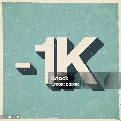 istock -1K, -1000, Minus one thousand. Icon in retro vintage style - Old textured paper 1605011938